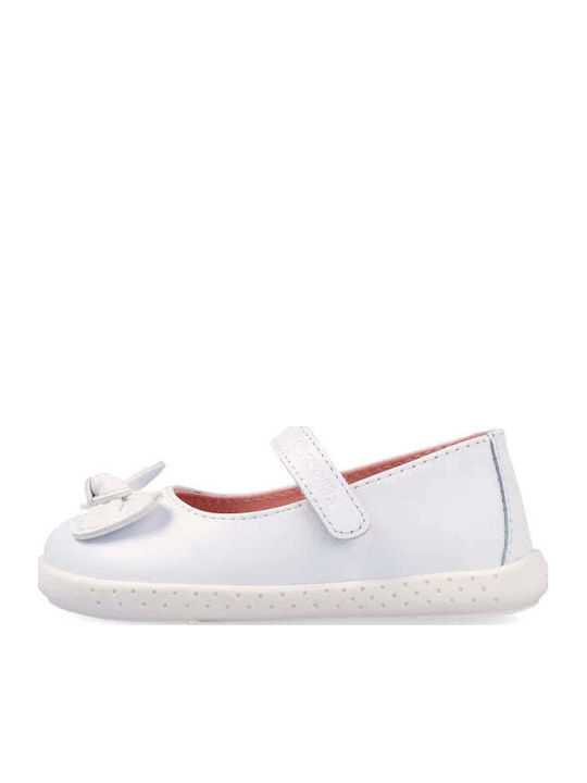 Kids Anatomic Ballerinas with Hoop & Loop Closure Leather White