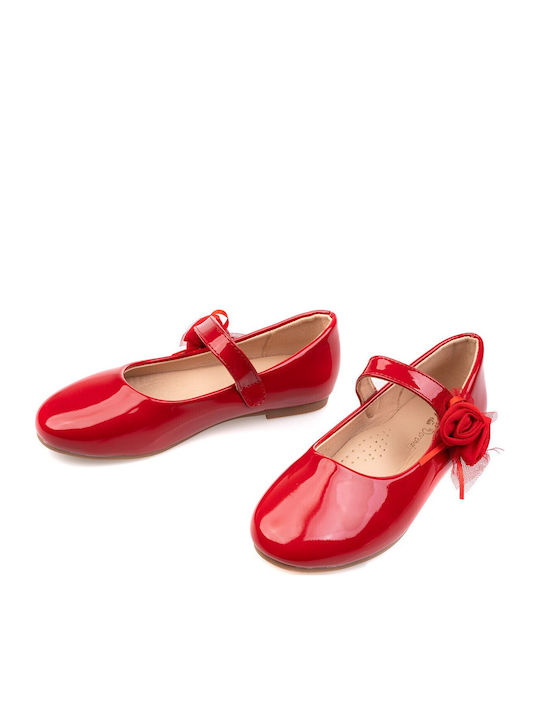 Kids Ballerinas with Hoop & Loop Closure Patent Leather Red