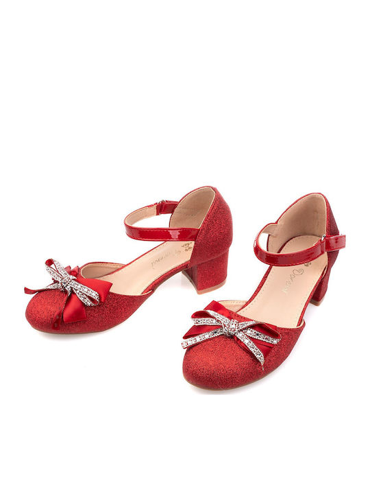 Kids Ballerinas with Hoop & Loop Closure Red