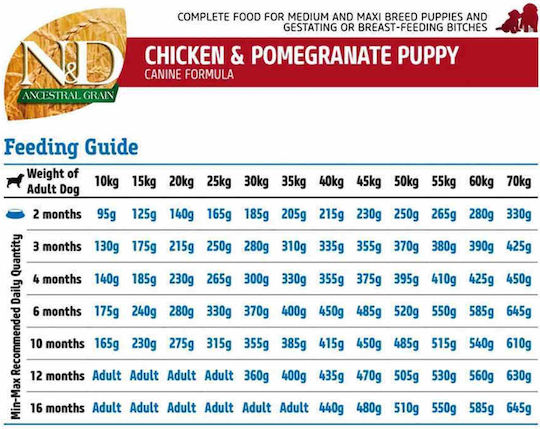 Farmina Ancestral Grain Puppy Medium & Maxi 2.5kg Dry Food with Few Grains for Medium & Large Breed Puppies with Chicken and Pomegranate