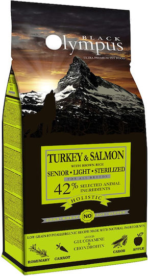 Black Olympus Senior Light & Sterilized 2kg Trockenfutter mit wenig Getreide für ältere sterilisierte Hunde mit Brauner Reis, Huhn und Fisch