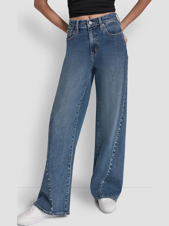 High Rise Women's Jean Pants in Wide Leg Style