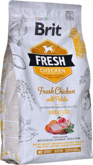 Brit Fresh Chicken Great Life 2.5kg Dry Food Grain-Free for Adult Dogs with Chicken and Potatoes