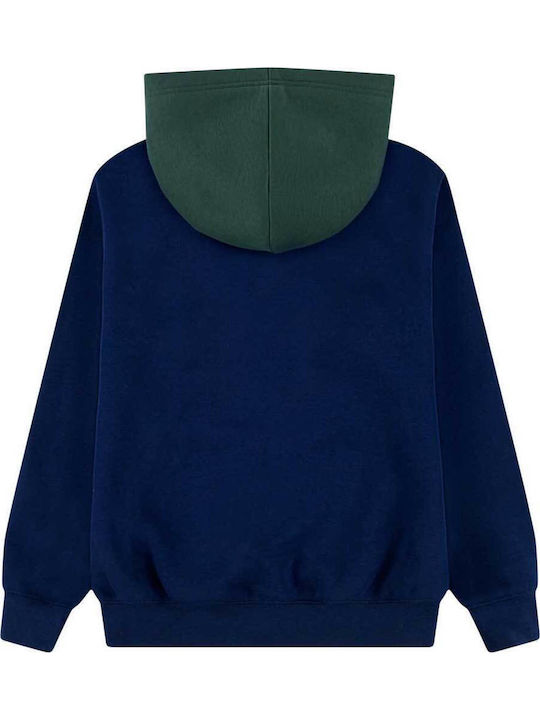 Fleece Παιδική Φούτερ Ζακέτα με Κουκούλα και Τσέπες Blue Void