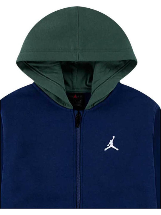 Fleece Παιδική Φούτερ Ζακέτα με Κουκούλα και Τσέπες Blue Void