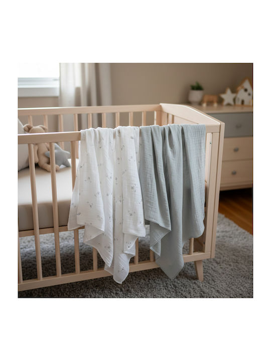 Gamberritos Kids Bären Decke Zum Einwickeln Aus Musselin Grau 80x80cm 3Stücke