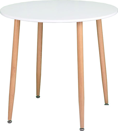 Essential Στρογγυλό Κουζίνας White 80x80x75εκ.