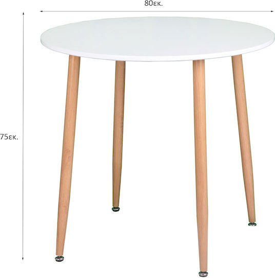 Essential Round Metal Kitchen Table White 80x80x75cm