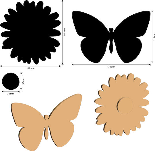 Διακοσμητικά Σχέδια Mdf Stamperia Daisy Art Μαργαρίτα Πεταλούδα