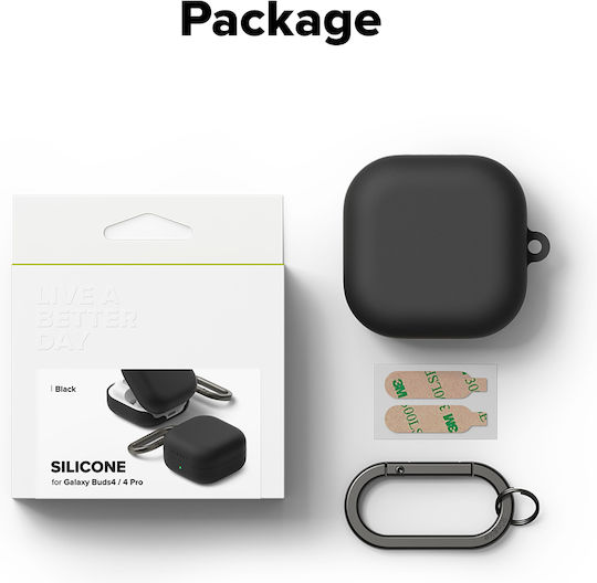 Ringke Silicone Case with Hook in Black for Galaxy Buds4 / 4 Pro