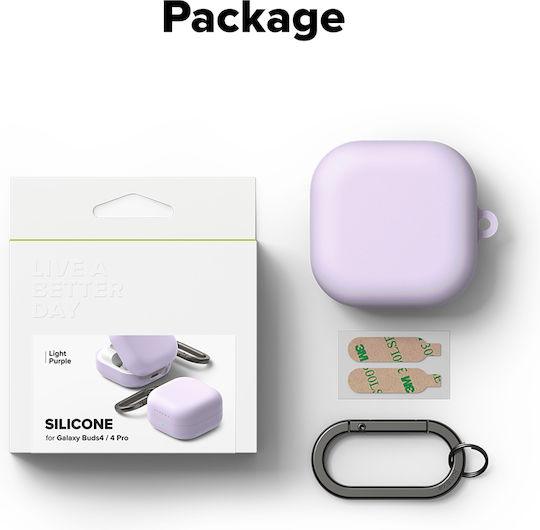 Ringke Husă din Silicon cu Cârlig în Culoare Violet pentru Galaxy Buds4 / 4 Pro