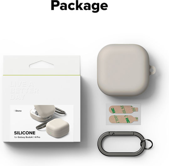 Ringke Silicone Case with Hook in Gray for Galaxy Buds4 / 4 Pro