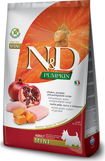 Farmina N&D Pumpkin Adult Mini 0.8kg Dry Food Grain-Free for Adult Small Breed Dogs with Chicken, Pomegranate and Pumpkin