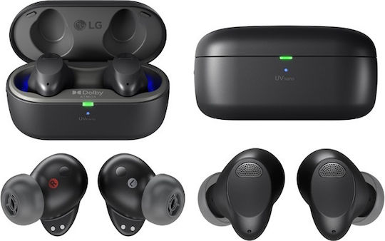 LG TONE Free T90S In-ear Bluetooth Handsfree Ακουστικά με Αντοχή στον Ιδρώτα και Θήκη Φόρτισης Μαύρα