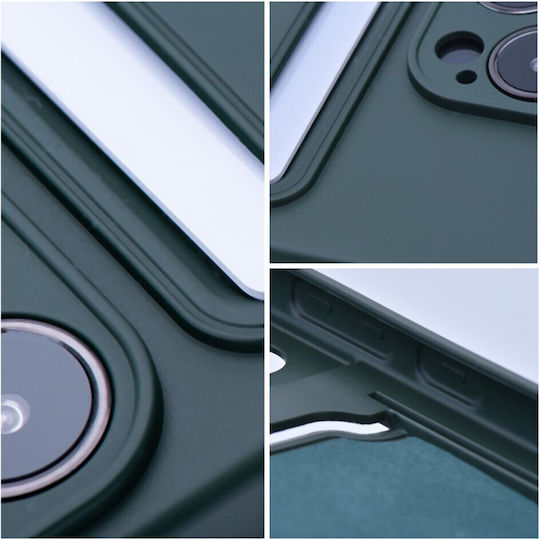 Forcell Card Back Cover Silicone Tempered Glass with Card Slot Green for Galaxy A55 Oppo A55 5G