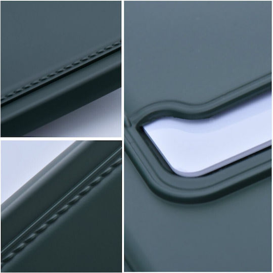 Forcell Card Back Cover Silicone Tempered Glass with Card Slot Green for Galaxy A55 Oppo A55 5G