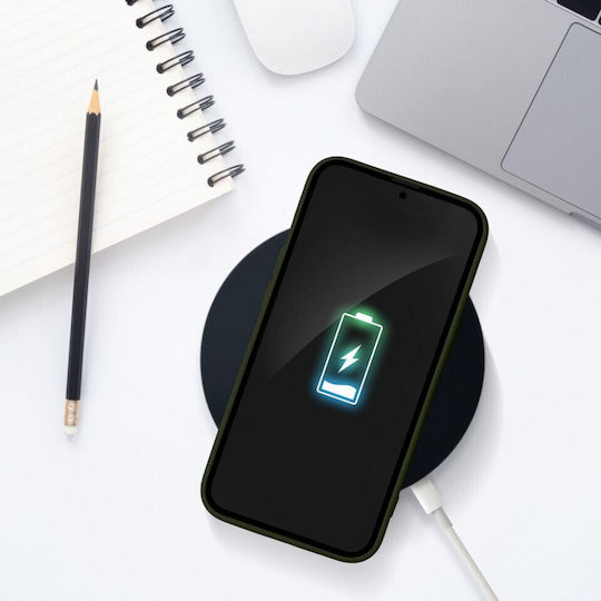 Forcell Card Back Cover Silicone Tempered Glass with Card Slot Green for Galaxy A55 Oppo A55 5G