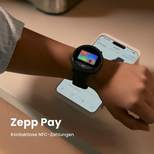 Amazfit Active Max 49mm Αδιάβροχο Smartwatch με Παλμογράφο (Μαύρο)