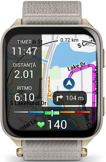 Garmin Venu X1 Titanium 46mm Waterproof Smartwatch with Heart Rate Monitor (Soft Gold with Titanium Caseback and French Grey Nylon Band)