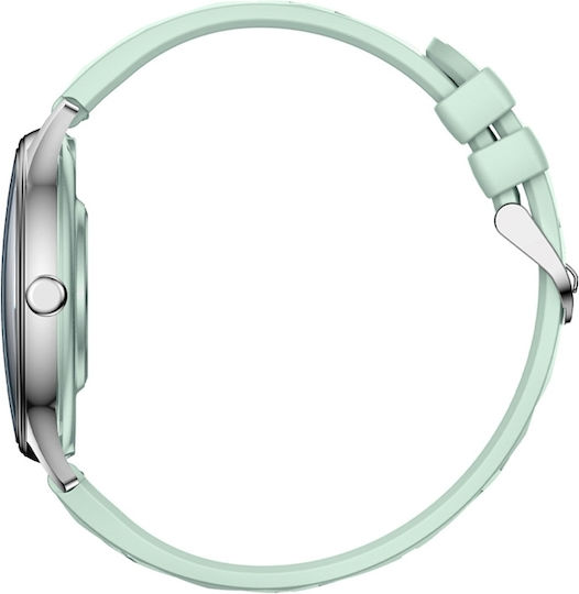 Colmi L28 Smartwatch (Silver-Green + Green Leather Strap)