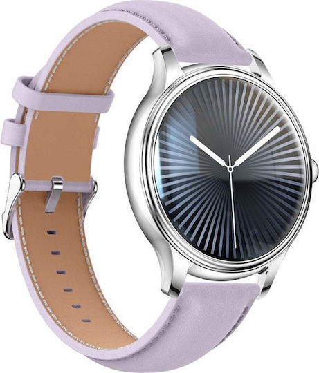 Colmi L28 Smartwatch (Silver-Purple + Purple Leather Strap)