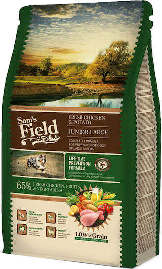 Sam's Field Junior Large 2.5kg Trockenfutter mit wenig Getreide für Welpen großer Rassen mit Huhn und Kartoffeln