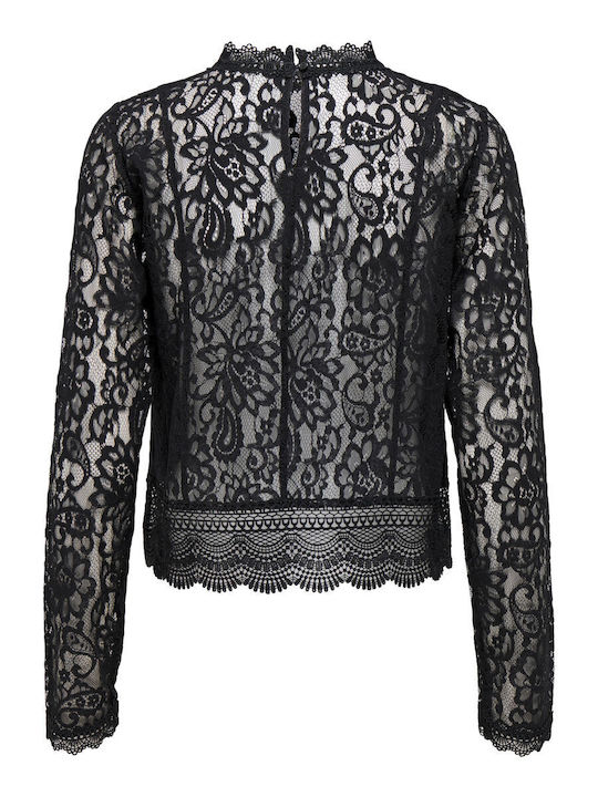 Karo Γυναικείο Crop Top Βαμβακερό Μακρυμάνικο Black