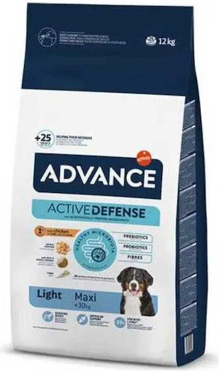 Advance Maxi Light 12kg Trockenfutter für Hunde großer Rassen Diät mit Huhn, Geflügel, Reis und Fisch