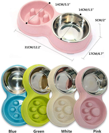 Edelstahl Schalen Futter für Hund & Katze 2x 700ml in Rosa Farbe