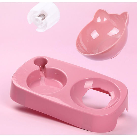 Automatisch Kunststoff Schale mit Behälter Futter & Wasser für Hund 500ml in Rosa Farbe