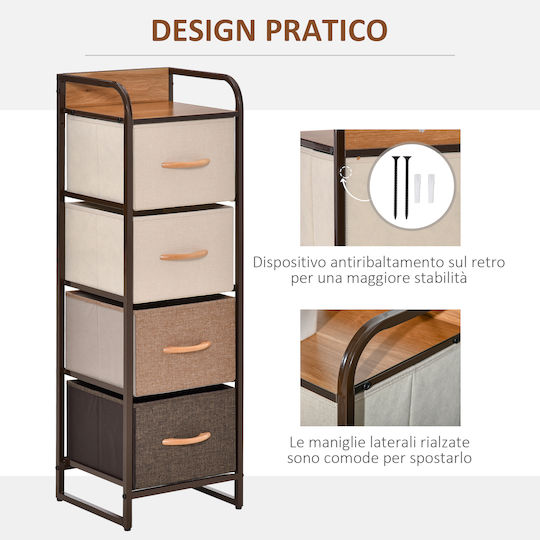Comodă Dormitor din Lemn și Metal Multicoloră cu Acoperire Textilă 30x29x99cm