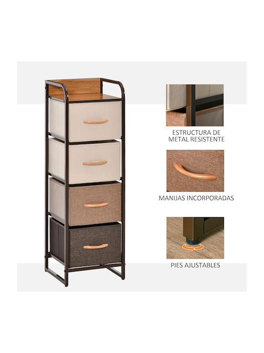 Bedroom Chest of Drawers Made of Wood & Metal Multicolour with Fabric Coating 30x29x99cm