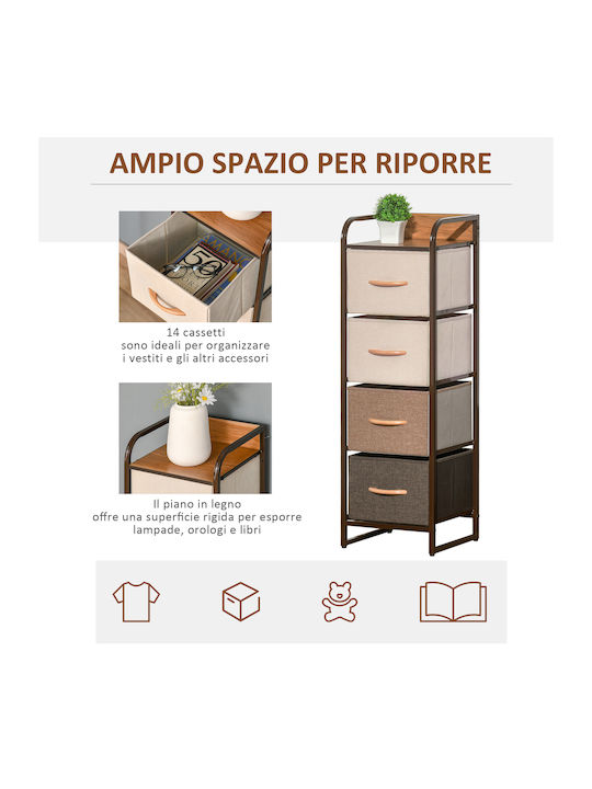Bedroom Chest of Drawers Made of Wood & Metal Multicolour with Fabric Coating 30x29x99cm