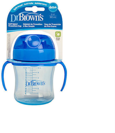 Dr. Brown's Образователно Биберон Пластмасов С Дръжки Син 180ml