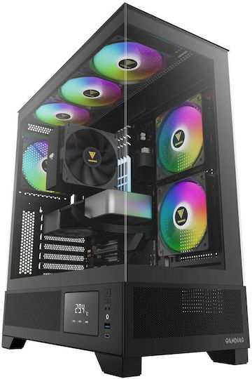 Gamdias ATLAS M1 Gaming Midi Tower Κουτί Υπολογιστή με ARGB Φωτισμό Μαύρο