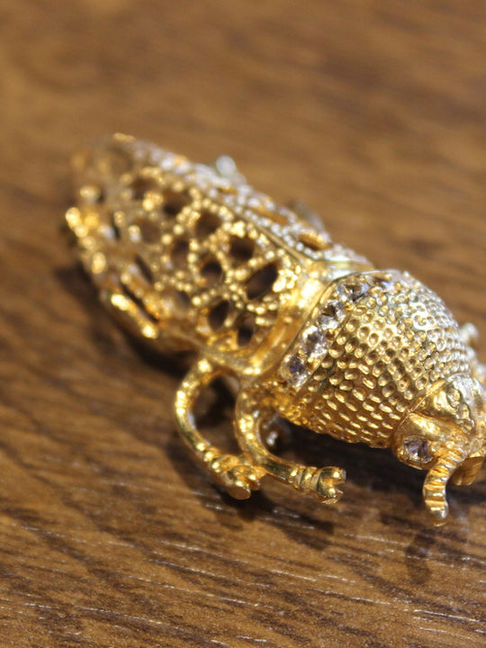 Silver Brooch Zircon Beetle 925