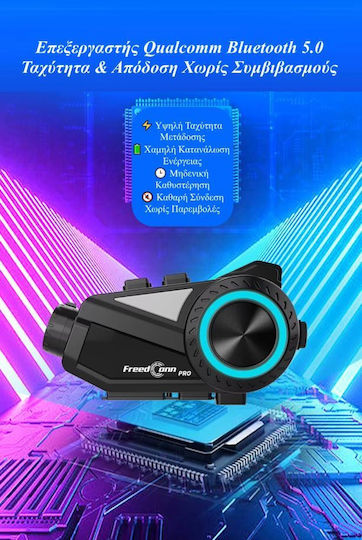 FreedConn R3 Single Motorcycle Communication for Helmet with Bluetooth & Camera