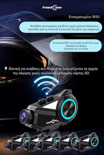 FreedConn R3 Single Motorcycle Communication for Helmet with Bluetooth & Camera