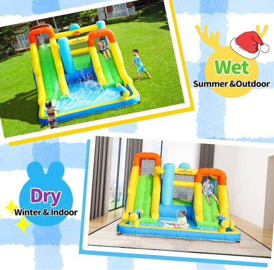 Sunsports Inflatable Trampoline Two Water Slides Basketball Climbing Water Guns