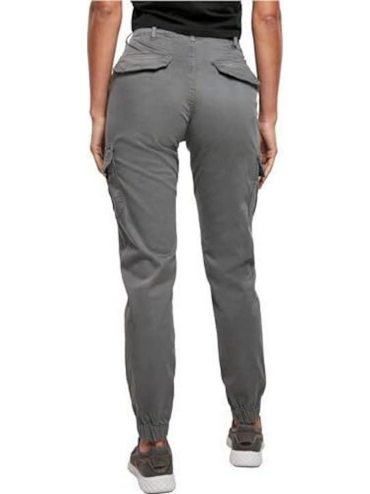 Women's High-waisted Fabric Cargo Trousers with Elastic Lightshadow