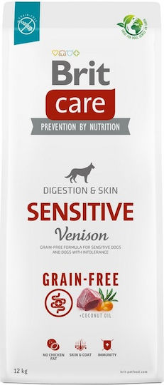 Brit Care Digestion & Skin Sensitive 12kg Dry Food Grain-Free & Gluten-Free for Adult Dogs with Deer