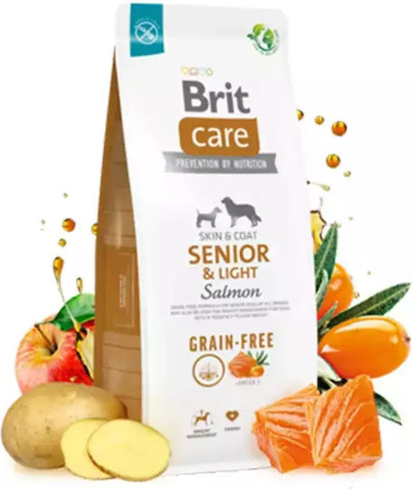Brit Care Skin & Coat Senior & Light 12kg Dry Food Diet, Grain-Free & Gluten-Free for Senior Dogs with Potatoes and Salmon