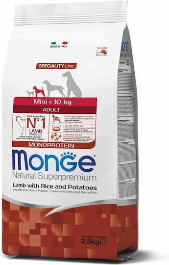 Monge Speciality Line Mini 2.5kg Dry Food for Adult Small Breed Dogs with Lamb, Potatoes and Rice
