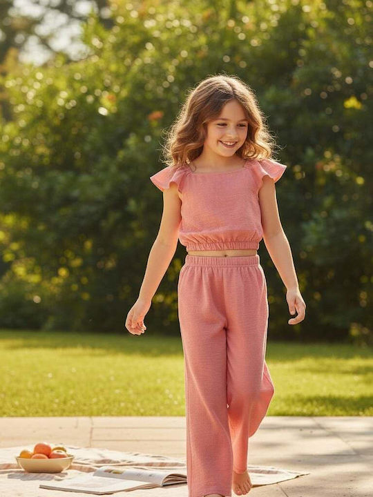 Nek Kids Wear Set Pentru Copii Cu Pantaloni Corali 2 Bucăți Nek Kids Wear Set Pentru Copii Cu Pantaloni Corali 2 Bucăți