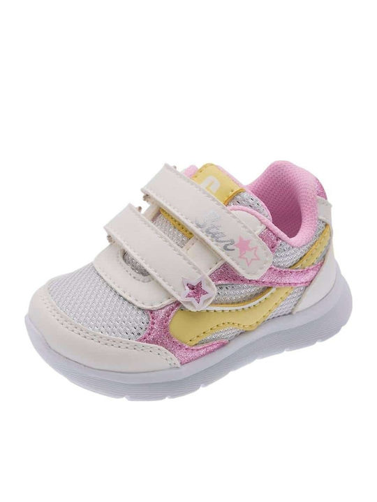 First Step Παιδικά Sneakers Ανατομικά με Σκρατς Κίτρινα
