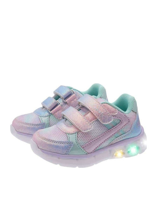 Kids Anatomic Sneakers with Hoop & Loop Closure and Lights Multicolour