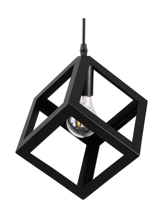GloboStar Cube Adjustable Pendant Ceiling Light Black Grid with E27 Socket 25x25x25cm