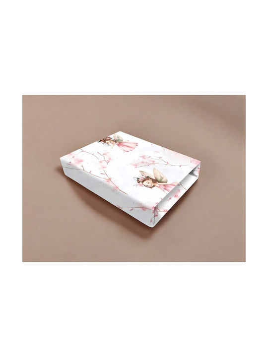 Qmini Lenjerie De Patut Bebe Pentru Patut Bumbac Cu Cauciuc Roz 76x43cm
