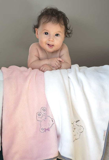 BabyMam Pătură Pepinieră Swaddling Catifea Albă cu Animal 75x100 cm
