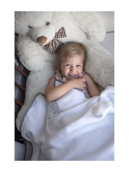 BabyMam Pătură Pepinieră Swaddling Catifea Albă cu Animal 75x100 cm